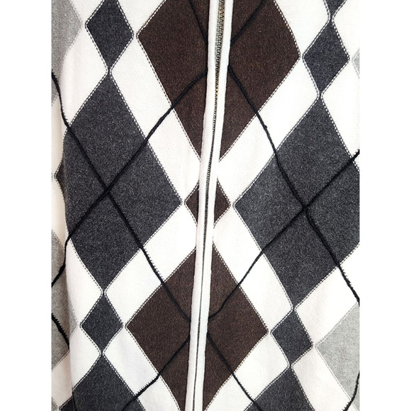BKE Sweater Mens Size XL White Gray Argyle Athletic Fit Long Sleeve Full Zip - Picture 5 of 12